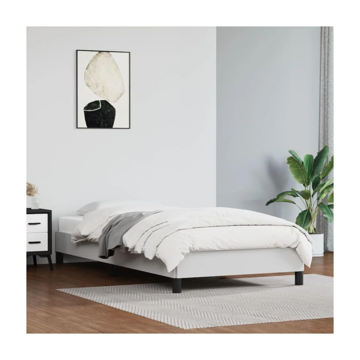 Bed Frame White 39.4"X79.9" Twin XL Faux Leather 346931
