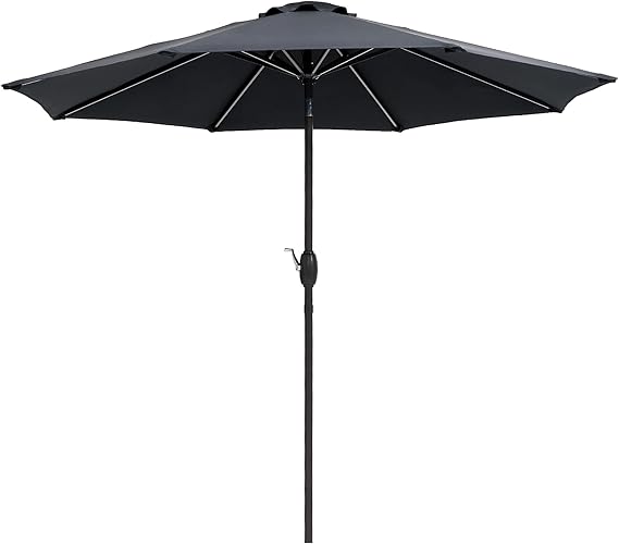 9' Outdoor Umbrella Patio Umbrella 2-Year-Non-Fading Steel Market Umbrella with Push Button