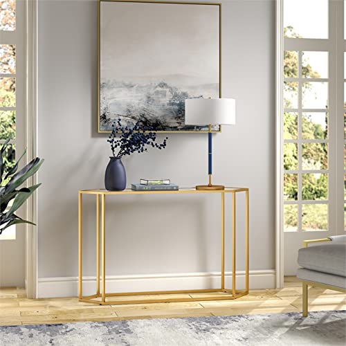 Beck 48'' Wide Hexagonal Console Table in Brass