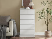 Tall Dresser for Bedroom, White 6 Drawer Dresser