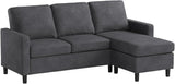 Convertible Sectional Sofa Couch with 3-Seat Sofa, L-Shaped Ottoman Couch