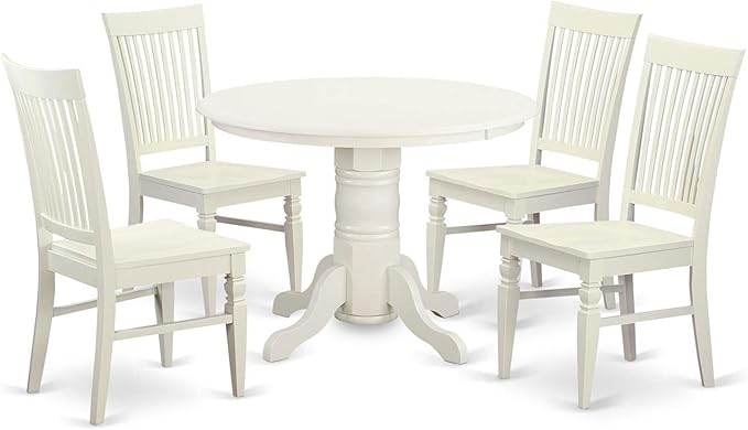 SHWE5-BLK-W 5 Piece Dining Room Furniture Set Includes a Round Dining Table