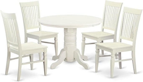 SHWE5-BLK-W 5 Piece Dining Room Furniture Set Includes a Round Dining Table