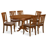POAV7-SBR-C 7 Piece Modern Dining Table Set Consist of an Oval Wooden Table with Butterfly