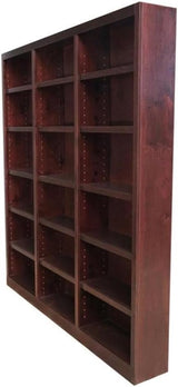 " Tall 18-Shelf Triple Wide Wood Bookcase in Dry Oak