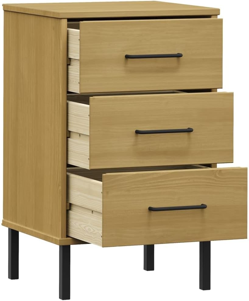 Industrial Bedside Cabinet in Brown | Free-Standing Side Cabinet | Rectangular