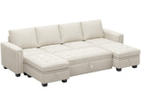 Modular Sectional Sleeper Sofa with Pull Out Bed Velvet Convertible U Shaped Sectional Sofa Couch