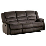 Transitional Microfiber Double Reclining Sofa in Chocolate