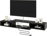 59" Floating TV Stand Wall Mounted with Power Outlet,Wood Wall Mounted Media