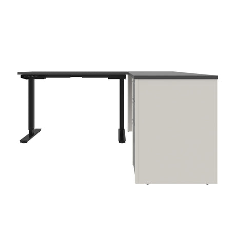 Connexion L-Shaped Standing Desk with Pedestal, 72W, Slate/Sandstone