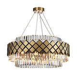 Gold Finish Round Pendant Light Fixture Postmodern 21 Bulbs Crystal Rod Ceiling Chandelier