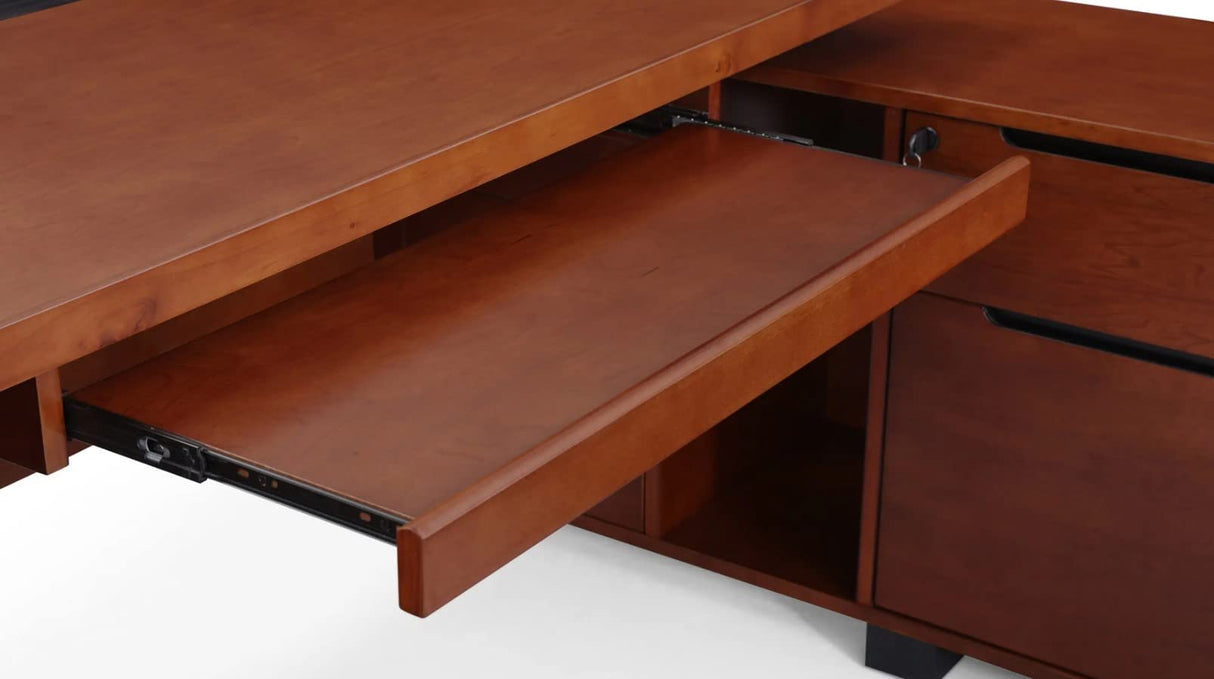 Furniture Modern 79" Ford Executive Desk with Right Return and Filing Cabinets - Light Wood