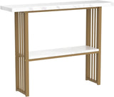 48” Console Table, White Faux Marble Entryway Table with Gold Finished Frame