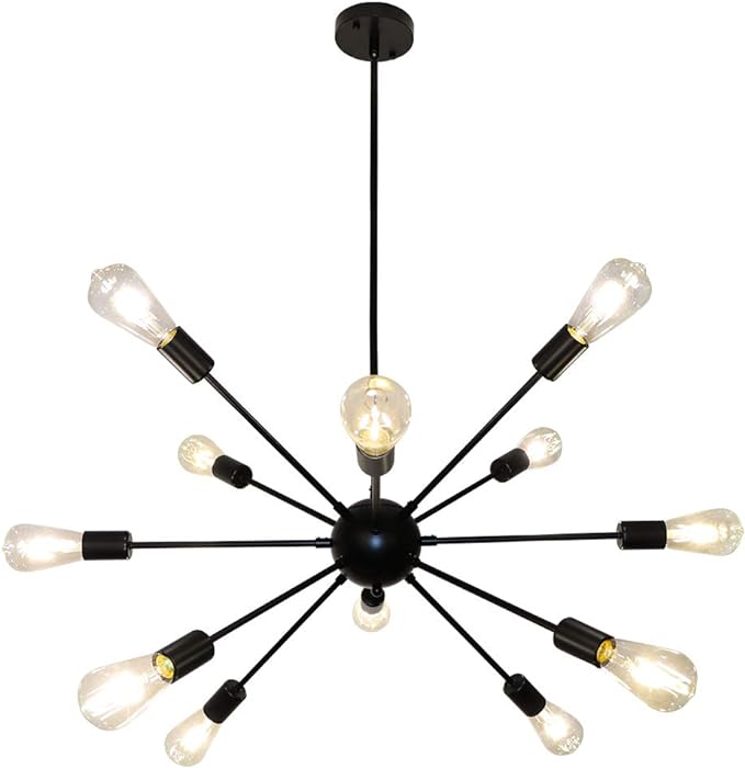 Gold Sputnik Chandeliers, 12 Lights Plating Golden Chandelier Light Fixture for Dining Room,