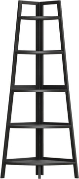 Corner Shelf White, 5 Tier Bookshelf, 70.8 Inch Tall Bookcase,