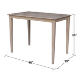 Solid Wood Top Table - Counter Height, Washed Gray Taupe