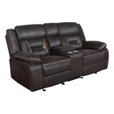 Greer Upholstered Motion Reclining Loveseat, Brown