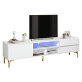 White LED TV Cabinet for Up to 65 Inch TVs Television Entertainment Center TV