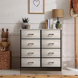 Dresser with 5 Drawers - Chest Organizer Unit with Steel Frame Wood Top & Handle Easy Pull Fabric Bins for Clothes -