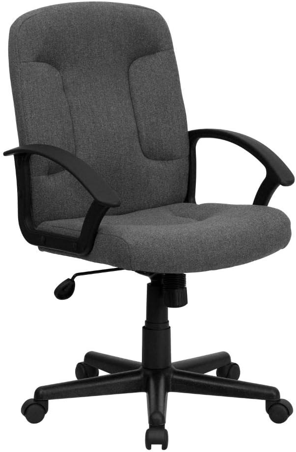 Garver Mid-Back Burgundy Fabric Executive Swivel Office Chair with Nylon Arms