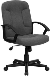 Garver Mid-Back Burgundy Fabric Executive Swivel Office Chair with Nylon Arms