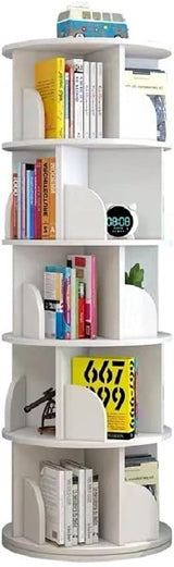 Rotating Stackable Shelves Bookshelf Organizer (White)