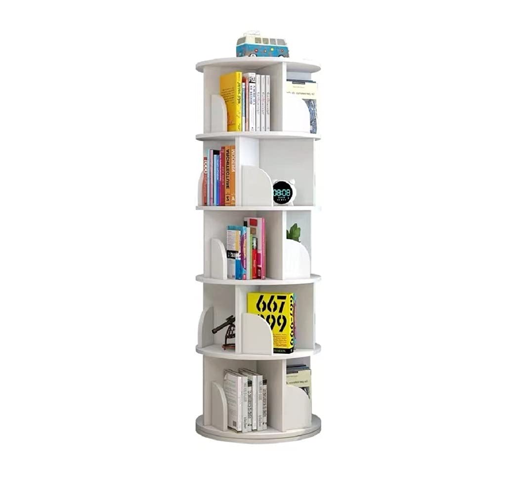 Rotating Stackable Shelves Bookshelf Organizer (White)