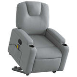 Fabric Stand Up Massage Recliner Chair - Power Lift, Manual Recline, Vibration Massage, Cup Holders, Light Gray