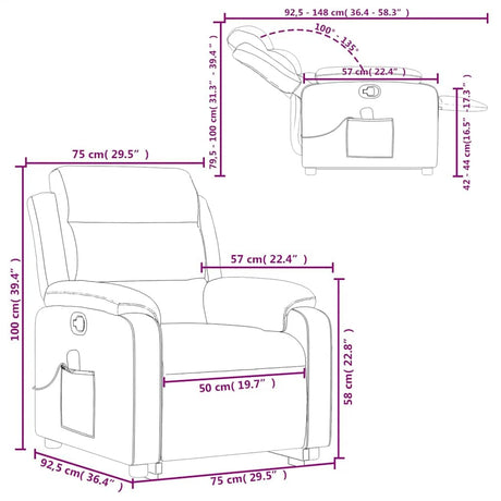 vidaXL Stand Up Light Gray Velvet Massage Recliner - Electric Power Lift Armchair with Manual Recline, 6-Point Vibration, Side Pocket, Comfy Seat