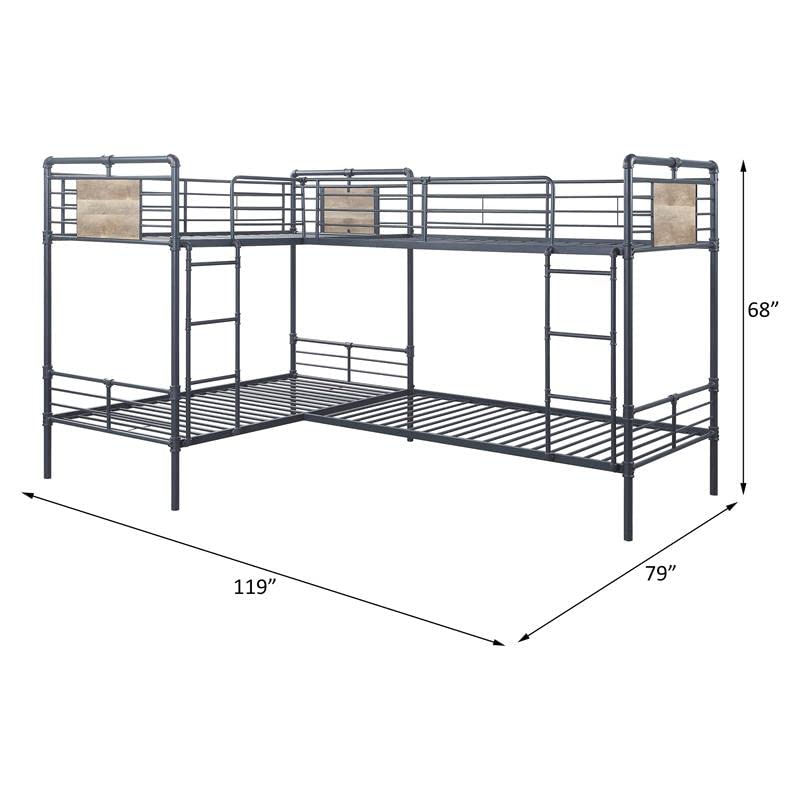 Cordelia Twin Over Twin Metal Bunk Bed in Sandy Black and Dark Bronze