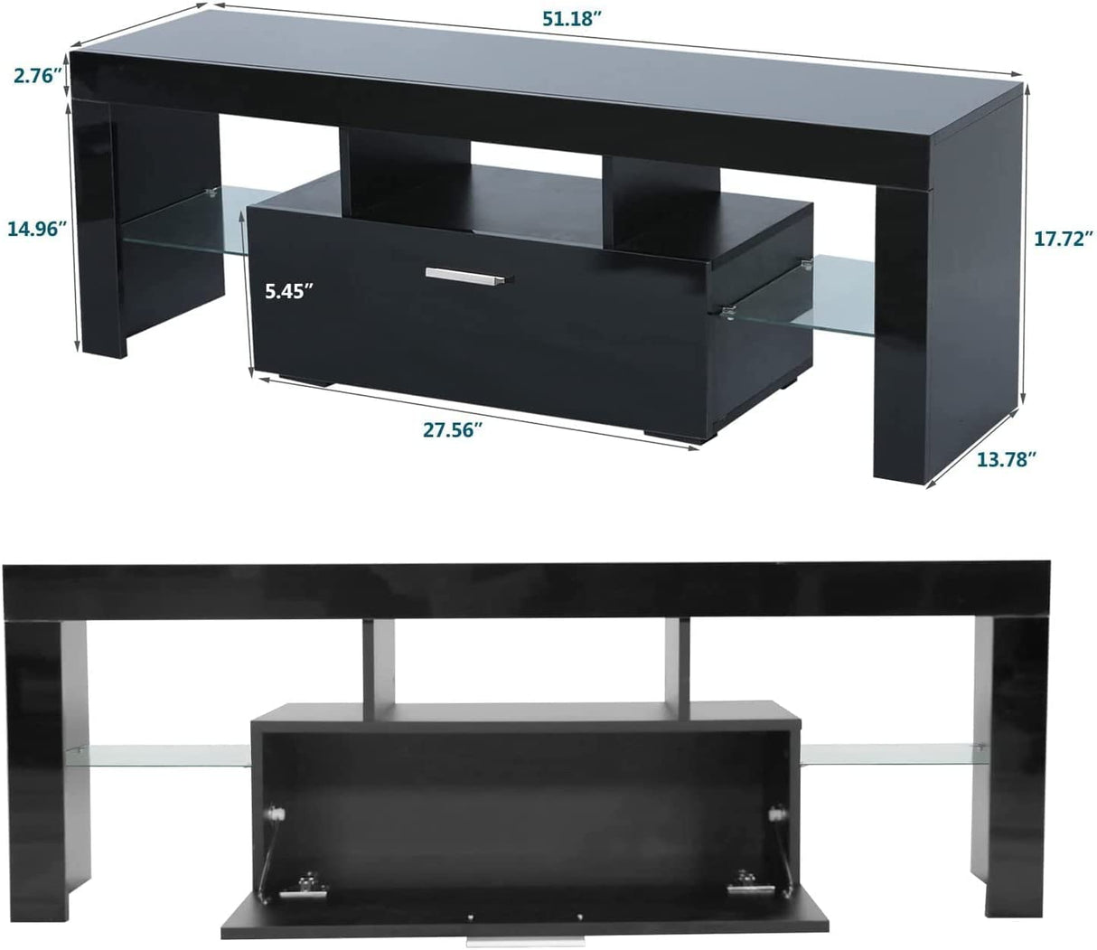 TV Stand for 55+ inch TV with Storage - LED Entertainment Center for 55 inch TV, Black