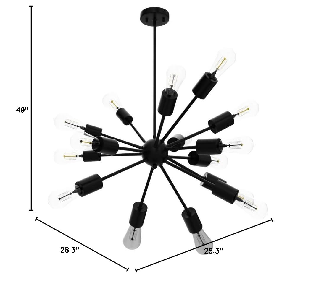 Sputnik Chandeliers Black, Modern 12-Light Farmhouse Pendant Light Mid Century