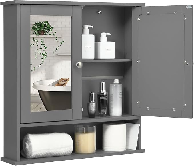 Nightcore Wall-Mounted Bathroom Storage Cabinets with Double-Mirror Door