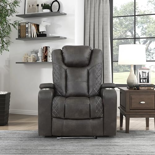 LumiLuxe Power Recliner Chair – Storage Arms, USB, LED & Power Headrest