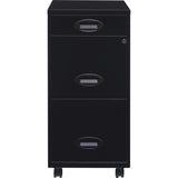 Lorell 17427 3-Drawer Mobile File Cabinet, 18", 21.80" L x 18.00" W x 33.10" H, Black