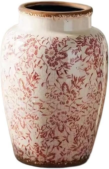 Flower Vases for Bouquet Retro Ice Crack Glaze Old Ceramic Vase Living Roomecorations(A)