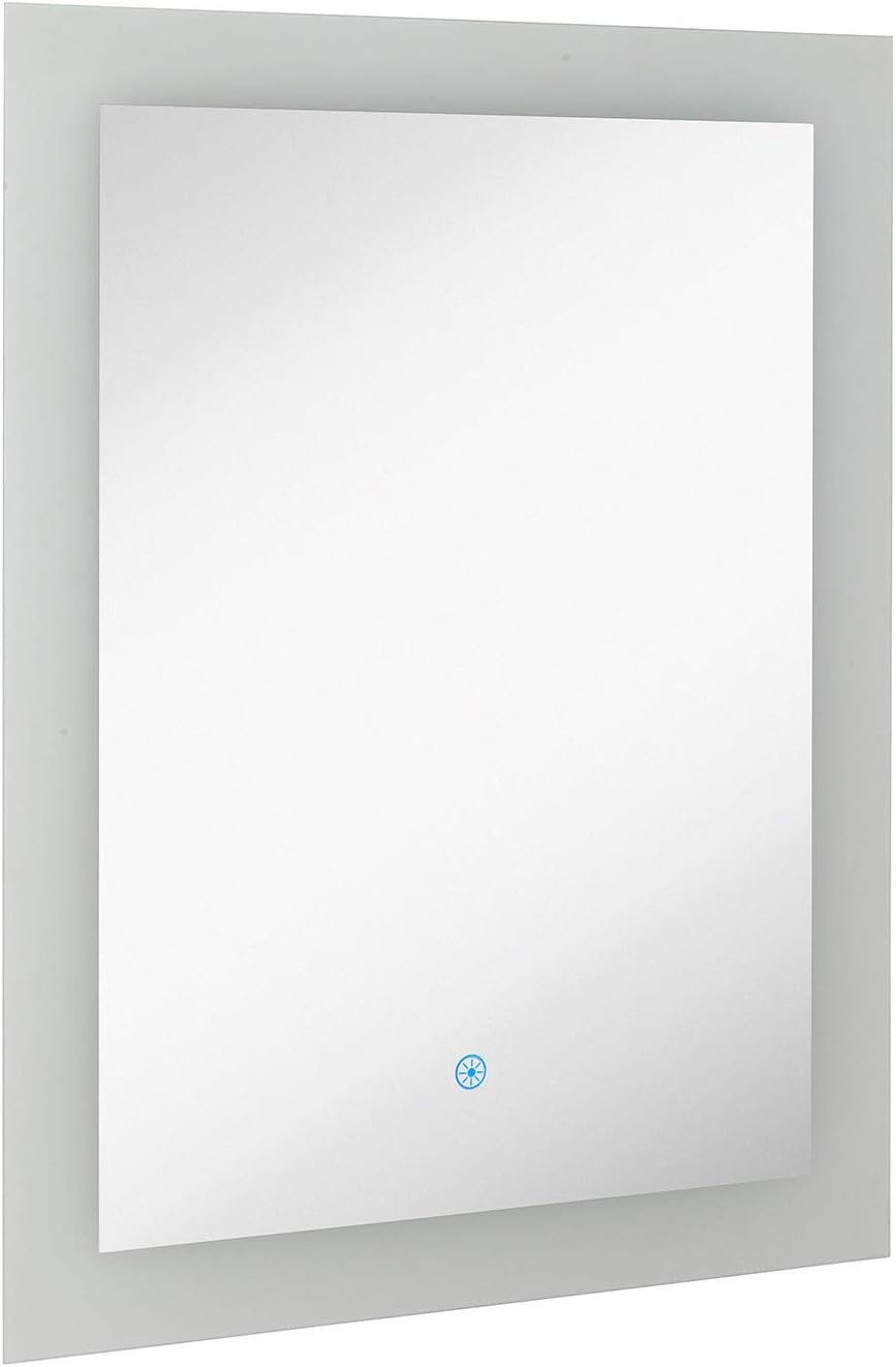 Hamilton Hills 24" x 32" Contemporary Backlit Polished Rubber, Glass Rectangular Mirror | Backlit Mirror with Lighting Over Vanity Bathroom Light and Mirror | Hangs