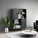 Storage Cabinet with Legs, Floor Cabinet with Doors, Shelves, Anti-Tipping Device