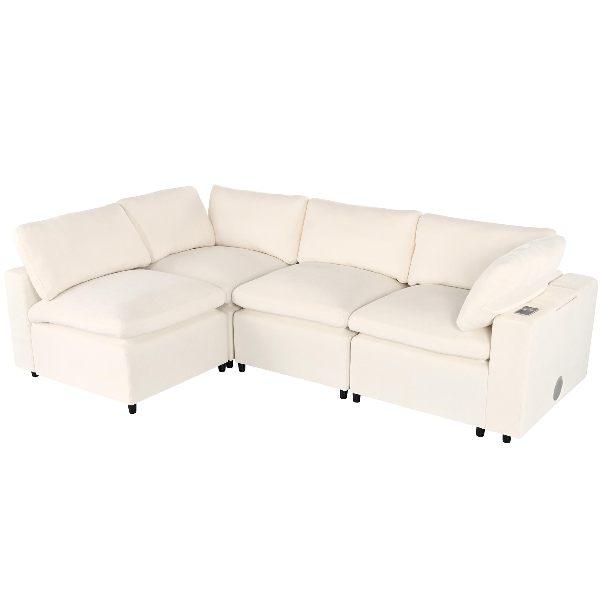 Upholstered Modular Sofa with USB Charge Ports