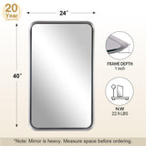 Silver Metal Bathroom Mirror, 24x40 Inch Rectangular Bathroom Sink Mirror,