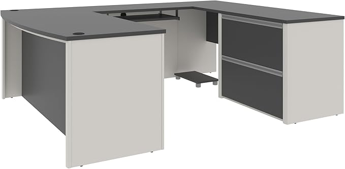 Connexion 72W U-Shaped Executive Desk with Lateral File Cabinet in Antigua & Black