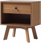 Mid Century Modern 1-Drawer Nightstand Bedroom Storage Drawer and Shelf Bedside End