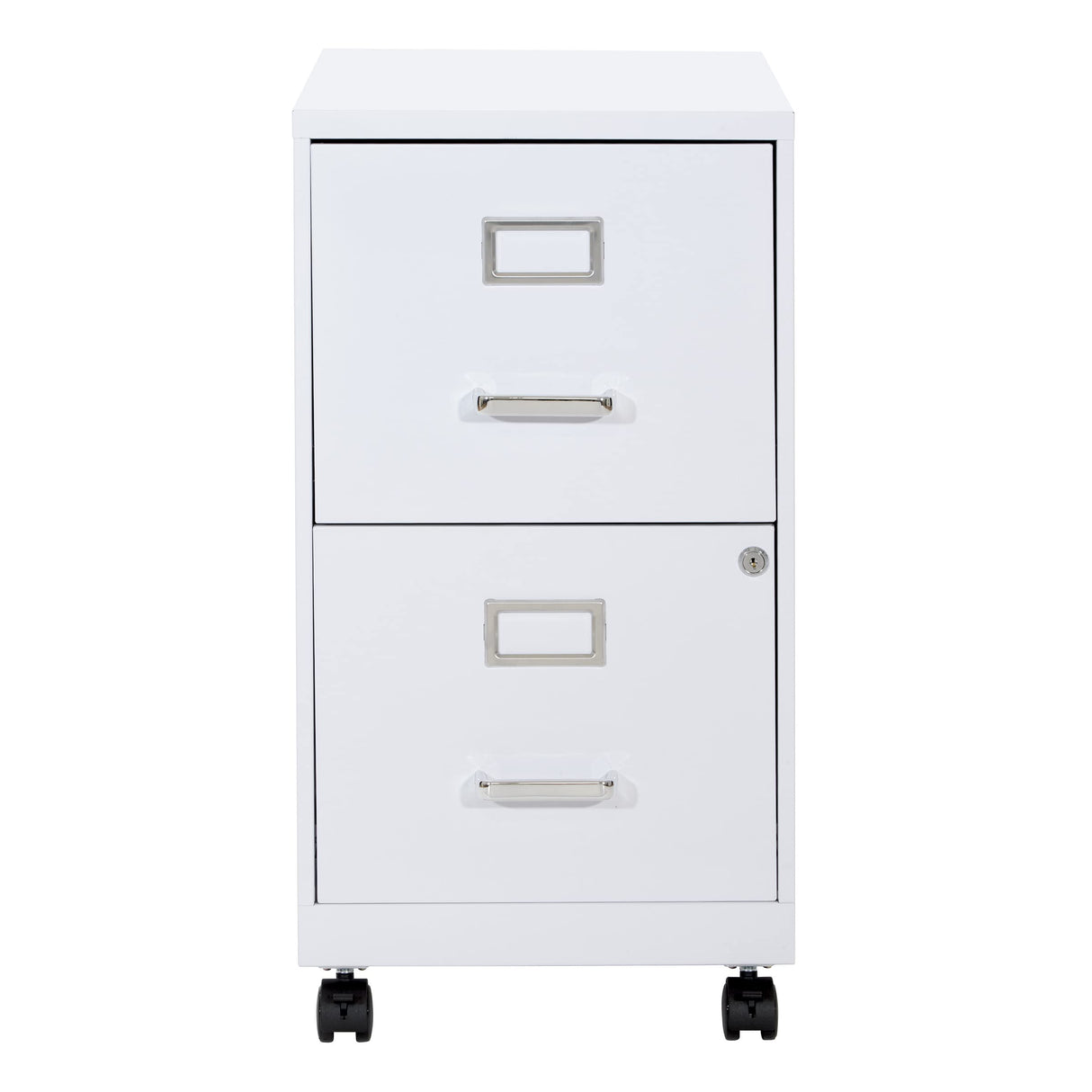 OSP Home Furnishings 2 Drawer Mobile Locking Metal File Cabinet, White