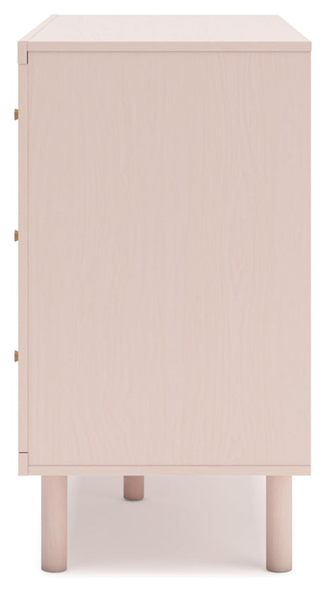 Signature Design by Ashley Wistenpine Modern 6-Drawer Dresser with Safety Stop, Pink