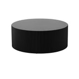 Black Round Coffee Table Modern Side Table End Table for Living Room, Wood Circle Drum Coffee Table Contemporary Living Room End Table Side Table, Matte Black (ø35.4'' x 13.7'')