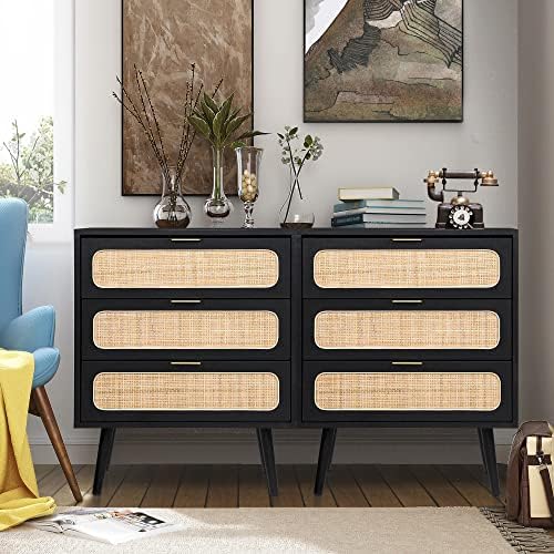 Nightstand Dresser Chest of 3 Drawers, Wood Storage Dresser Cabinet Organizer Unit