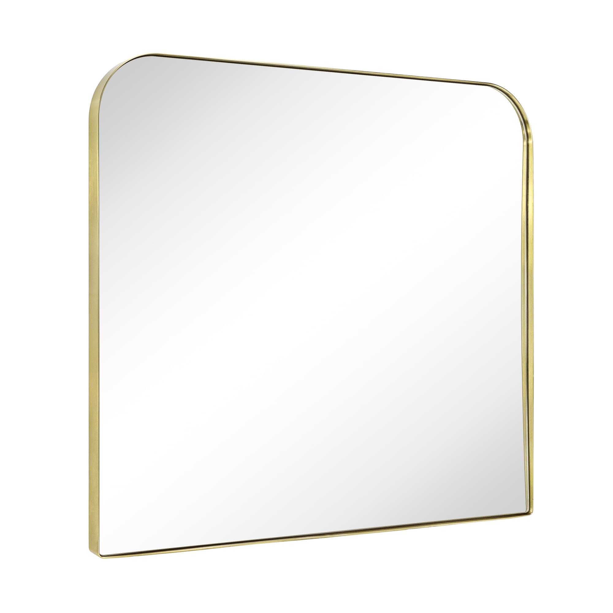 Brushed Brass Arched Gold Mantel Mirror Arch Rounded Corner Mirror
