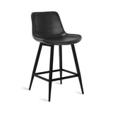 Modern Bucket Barstool Set of 3, Barstools with Back and Footrest