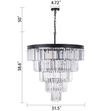 10 Light Large Crystal Chandelier 31.5 inch, 5-Tier Contemporary Modern Black Crystal