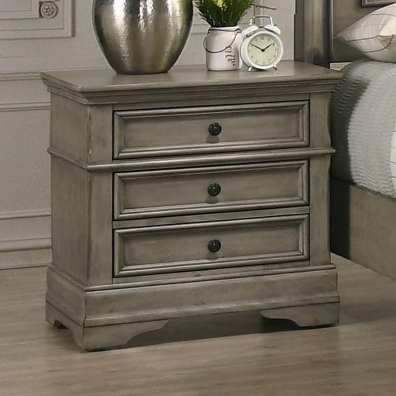 Home Furnishings Manchester 3-Drawer Nightstand Wheat